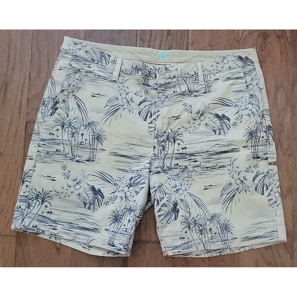 Tommy Bahama Men's Brown Blue Hawaiian Tropical floral Golf Shorts Sz 36x7.5" - Picture 1 of 5